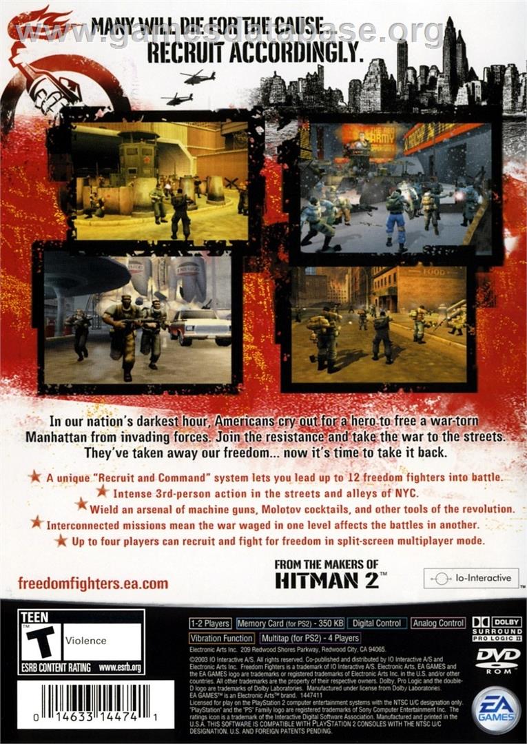 Freedom Fighters - Sony Playstation 2 - Artwork - Box Back