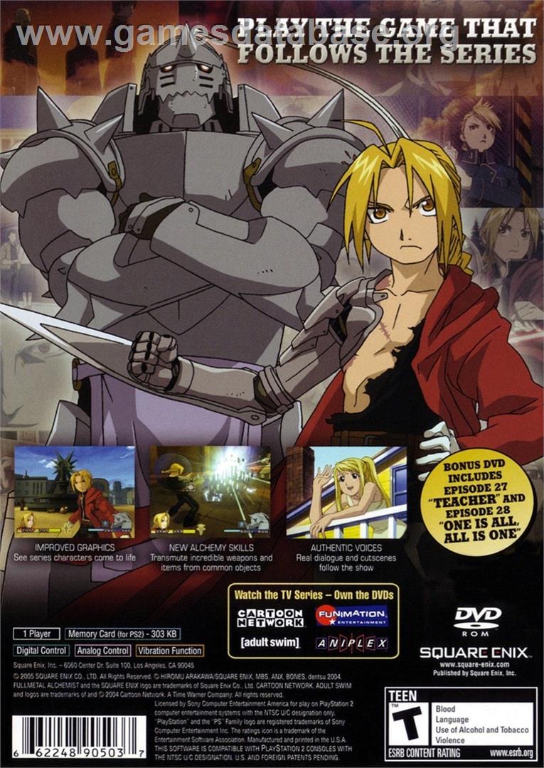 Fullmetal Alchemist 2 - Curse Of The Crimson Elixir - Sony Playstation 2 - Artwork - Box Back