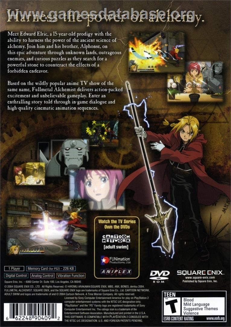 Fullmetal Alchemist And The Broken Angel - Sony Playstation 2 - Artwork - Box Back