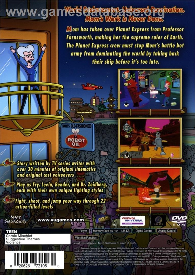 Futurama - Sony Playstation 2 - Artwork - Box Back