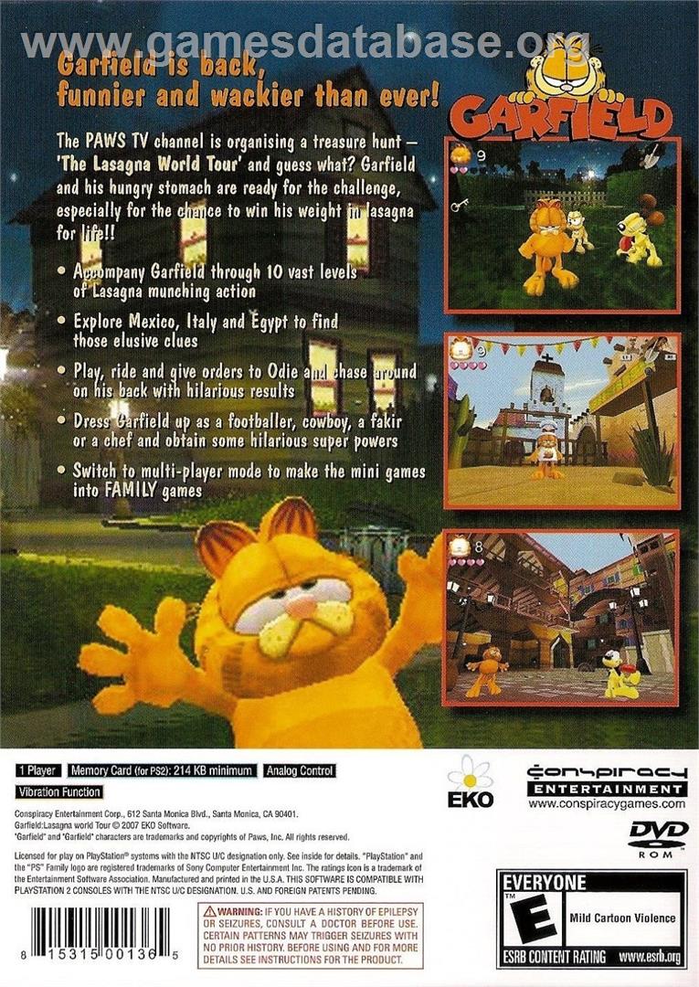 Garfield Lasagna World Tour - Sony Playstation 2 - Artwork - Box Back