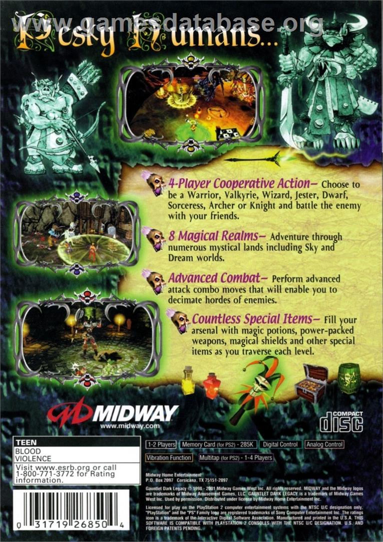 Gauntlet - Dark Legacy - Sony Playstation 2 - Artwork - Box Back