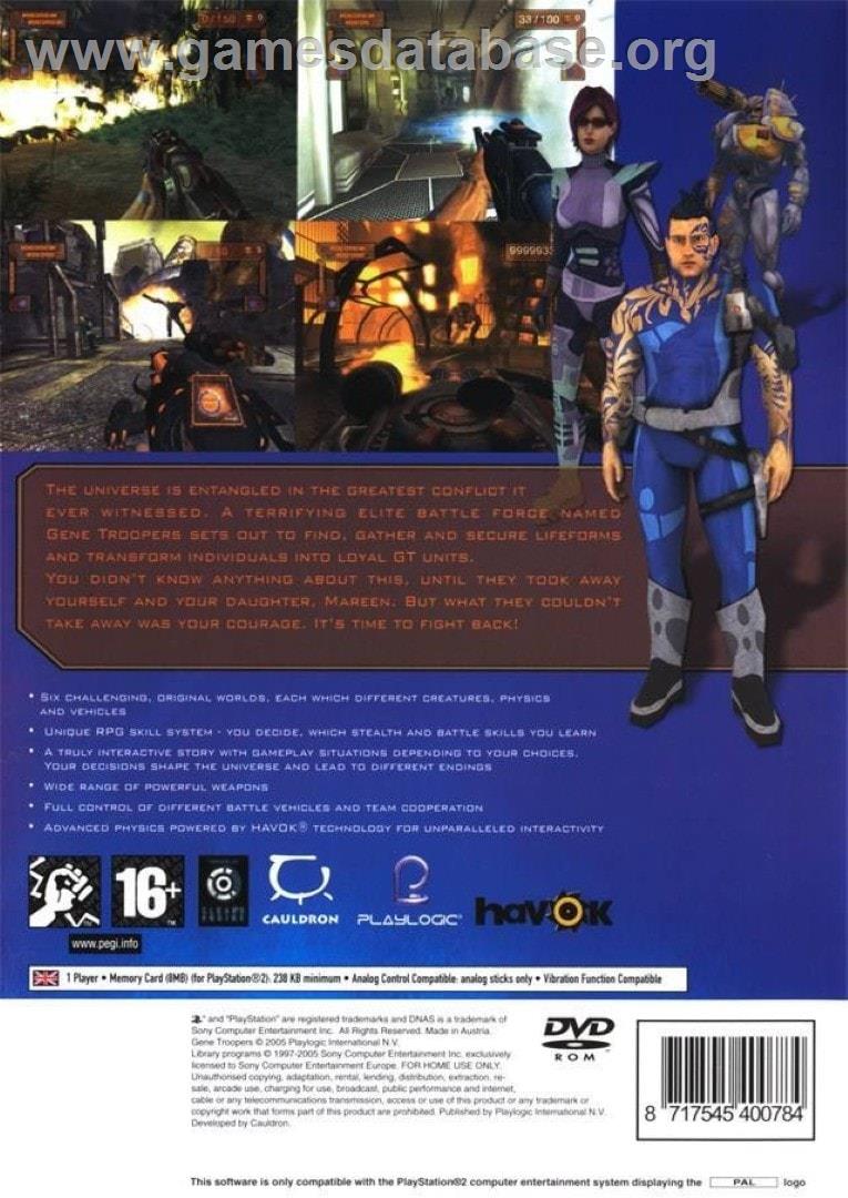 Gene Troopers - Sony Playstation 2 - Artwork - Box Back