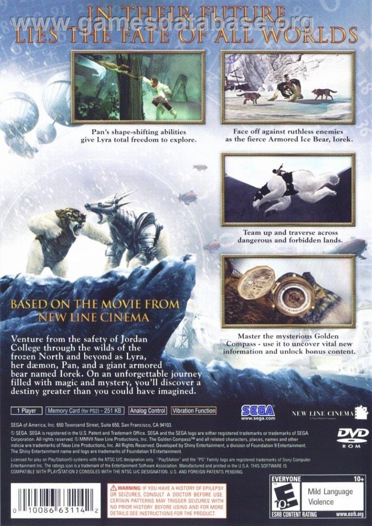 Golden Compass ,The - Sony Playstation 2 - Artwork - Box Back