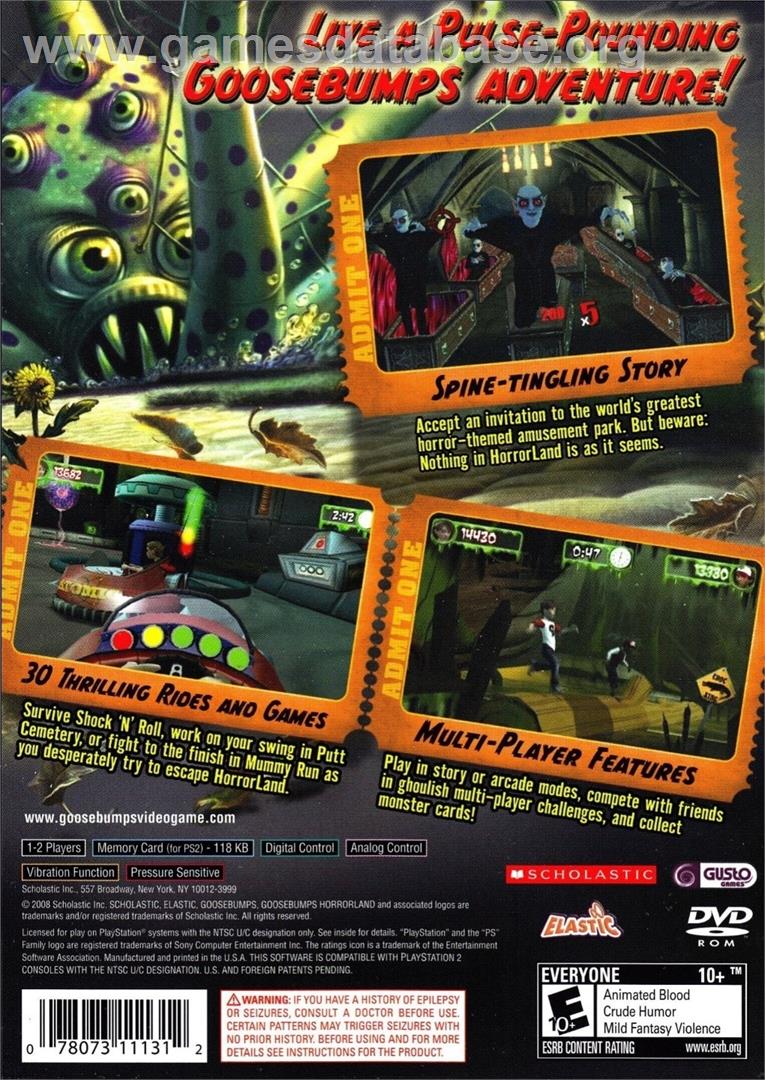 Goosebumps Horrorland - Sony Playstation 2 - Artwork - Box Back