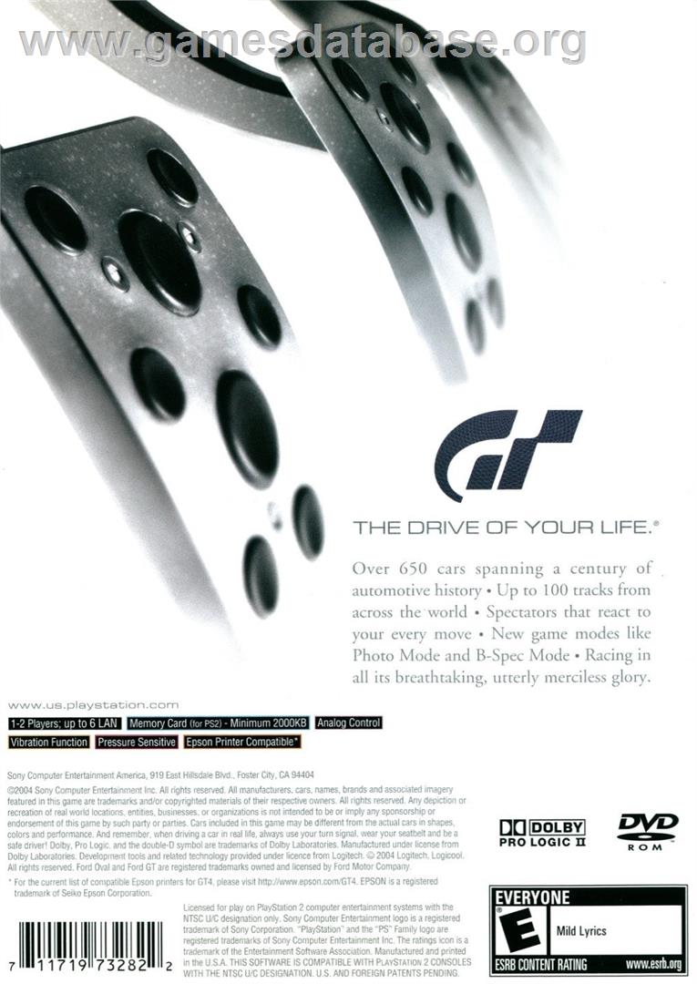 Gran Turismo 4 - Sony Playstation 2 - Artwork - Box Back