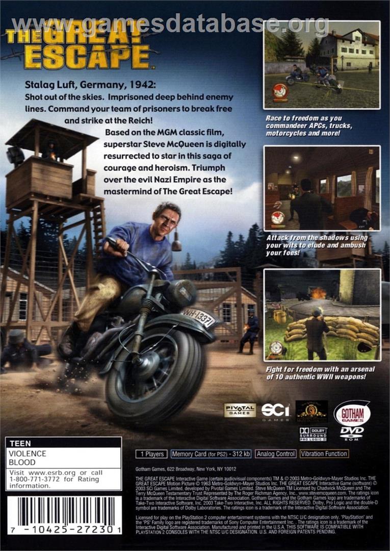 Great Escape , he - Sony Playstation 2 - Artwork - Box Back