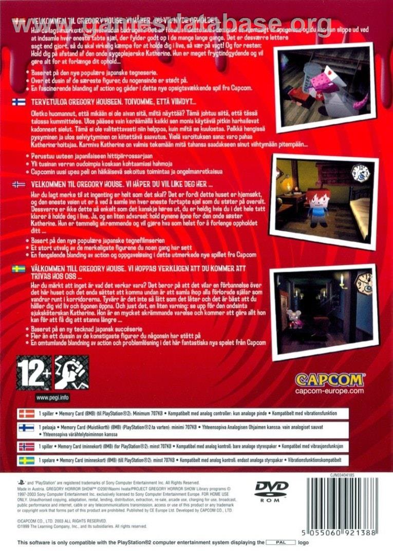 Gregory Horror Show - Sony Playstation 2 - Artwork - Box Back