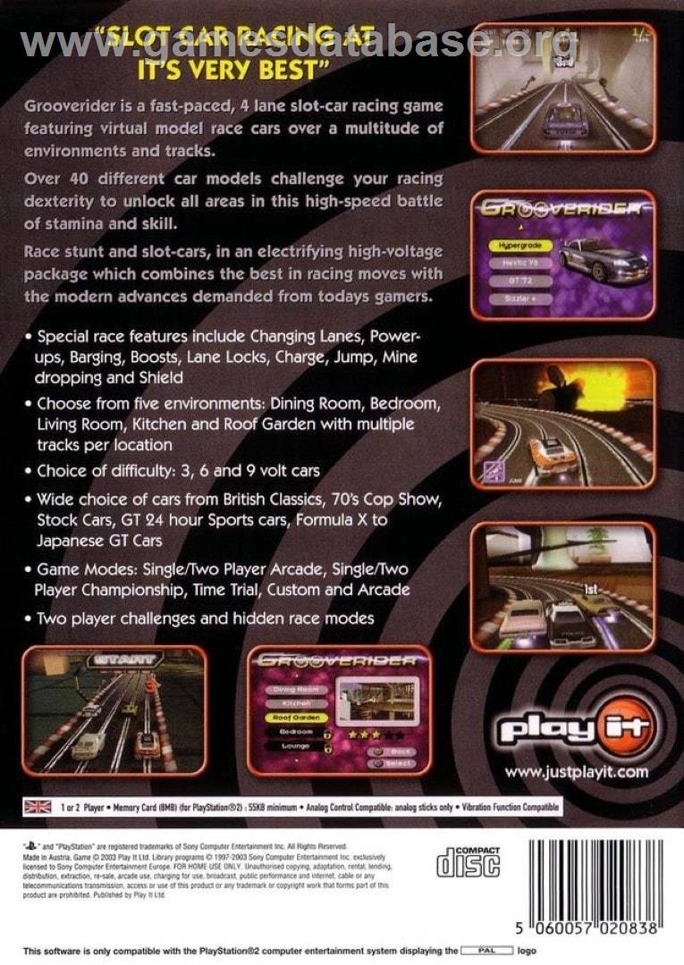 Grooverider Slot Car Racing - Sony Playstation 2 - Artwork - Box Back