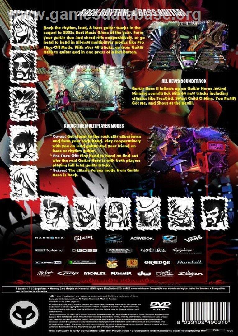 Guitar Hero 2 - Sony Playstation 2 - Artwork - Box Back