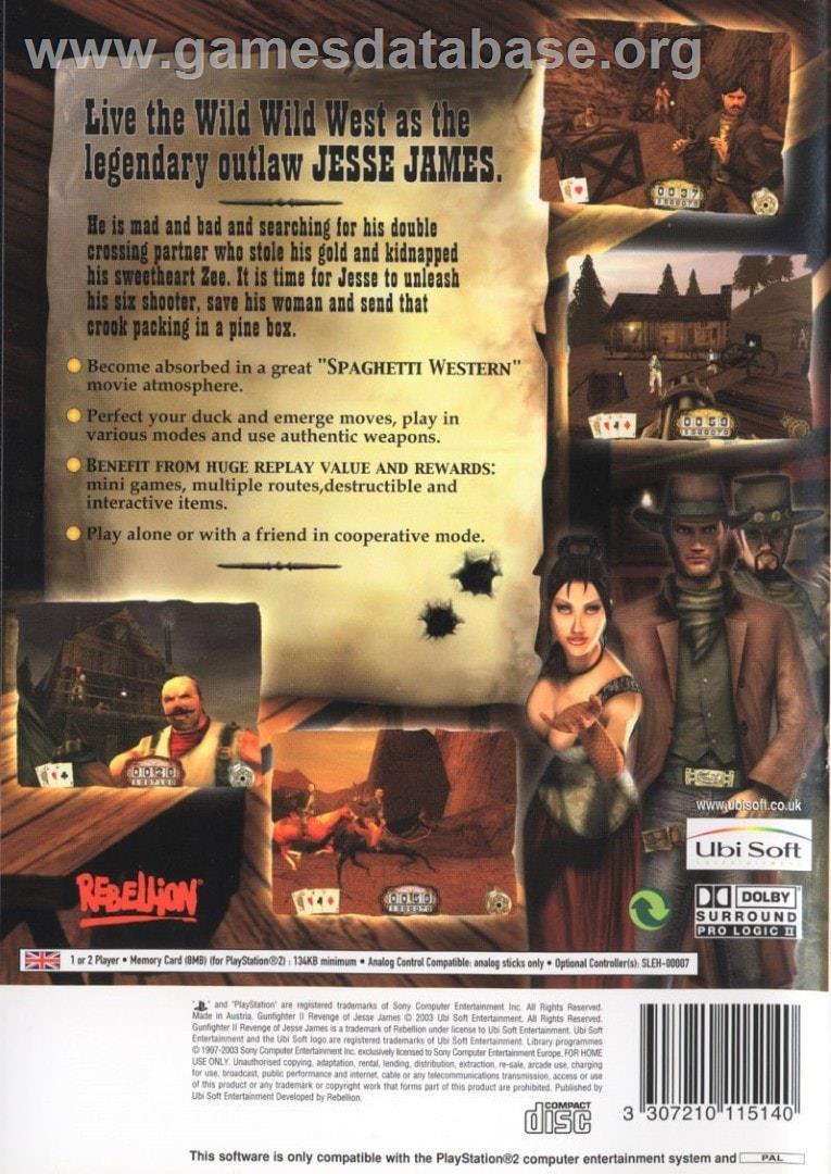 Gunfighter 2 - Revenge Of Jesse James - Sony Playstation 2 - Artwork - Box Back
