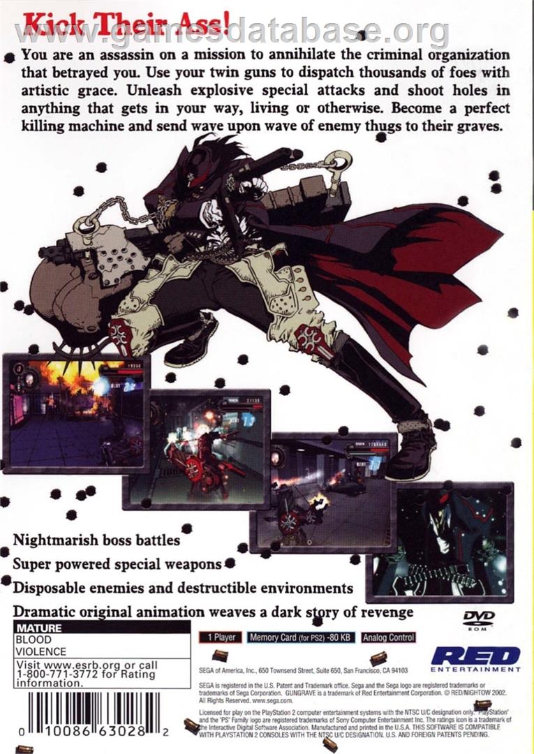 Gungrave - Sony Playstation 2 - Artwork - Box Back
