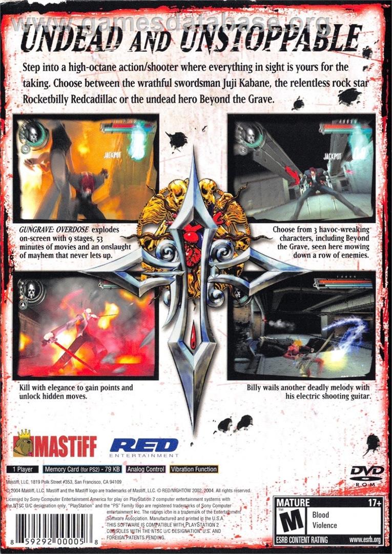 Gungrave - Overdose - Sony Playstation 2 - Artwork - Box Back