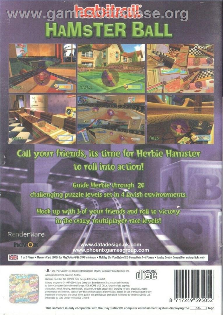 Habitrail Hamster Ballz - Sony Playstation 2 - Artwork - Box Back