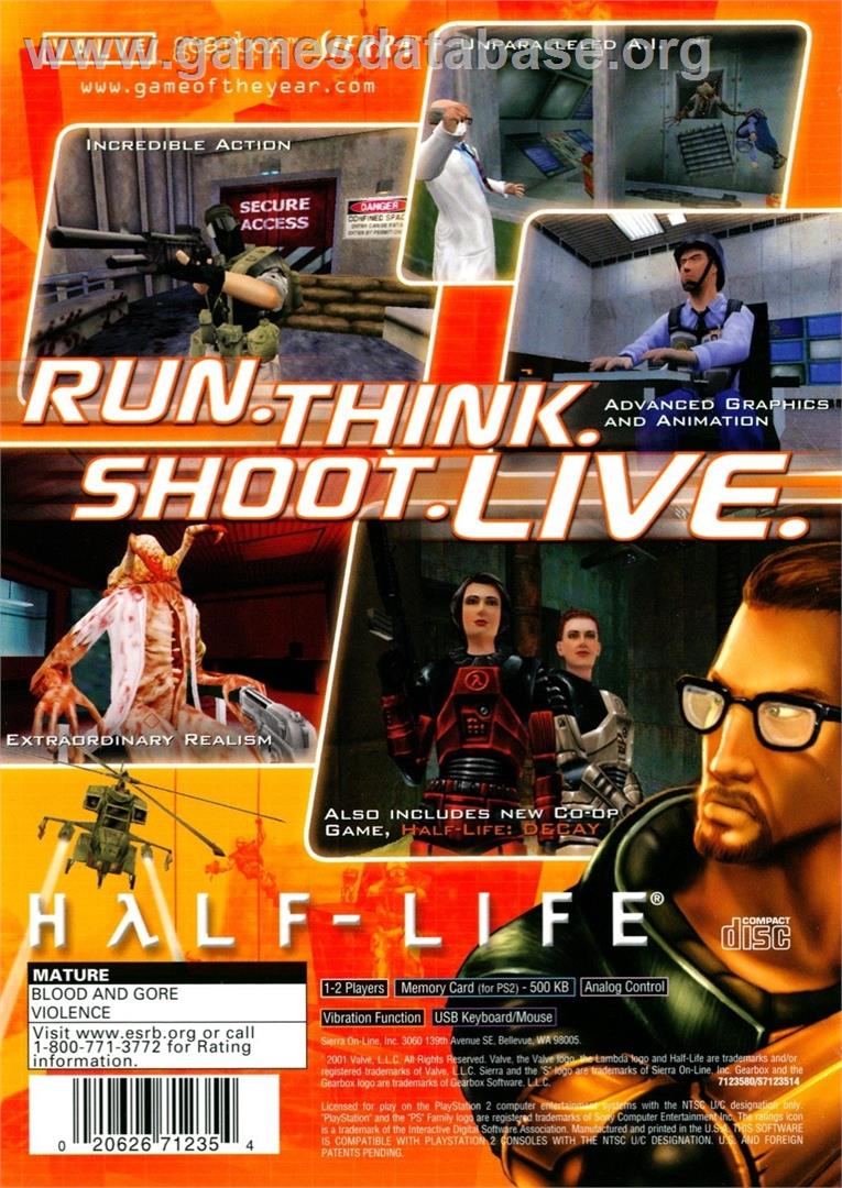 Half-life - Sony Playstation 2 - Artwork - Box Back