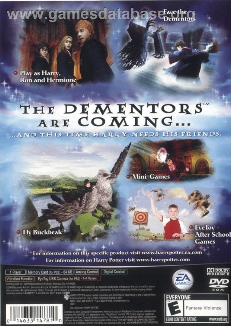 Harry Potter and the Prisoner of Azkaban - Sony Playstation 2 - Artwork - Box Back