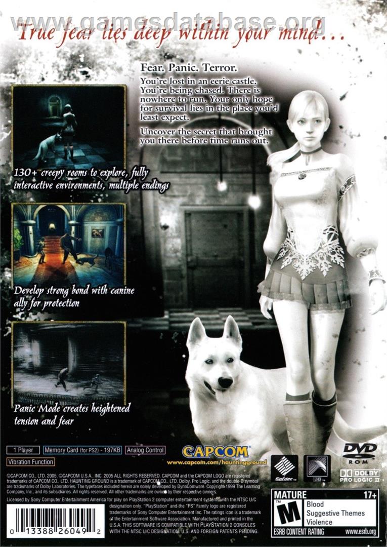Haunting Ground - Sony Playstation 2 - Artwork - Box Back
