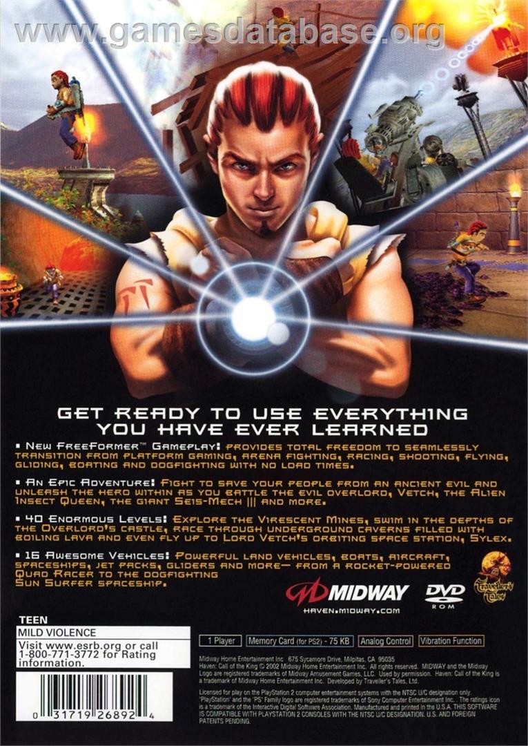 Haven - Call Of The King - Sony Playstation 2 - Artwork - Box Back