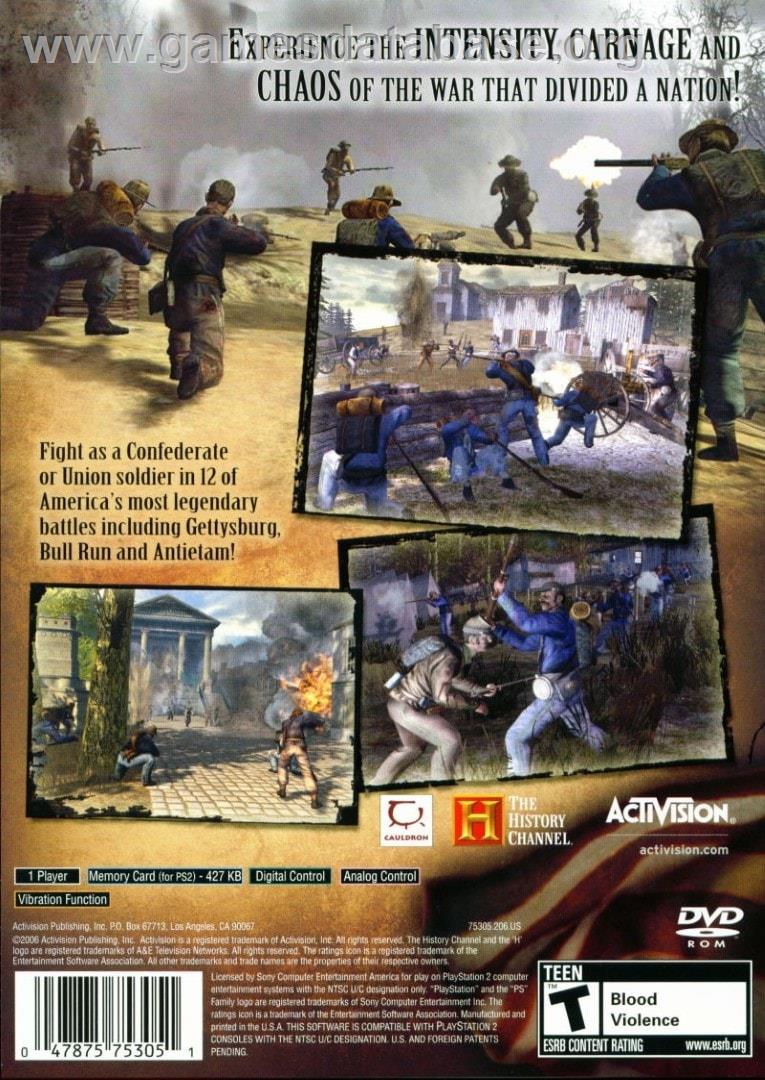 History Channel - Civil War - A Nation Divided, The - Sony Playstation 2 - Artwork - Box Back