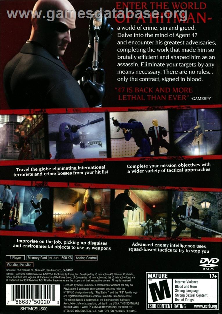 Hitman Contracts - Sony Playstation 2 - Artwork - Box Back