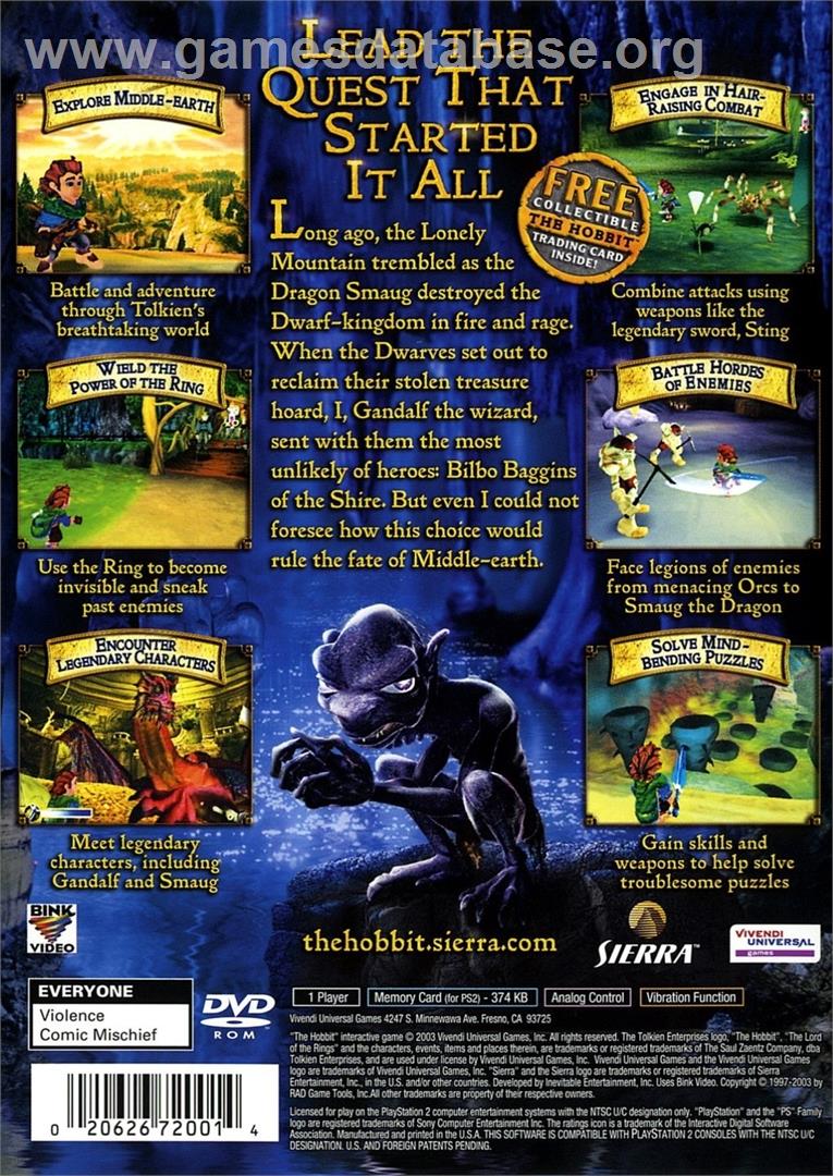 Hobbit ,The - Sony Playstation 2 - Artwork - Box Back