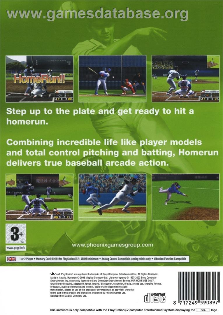 Home Run - Sony Playstation 2 - Artwork - Box Back