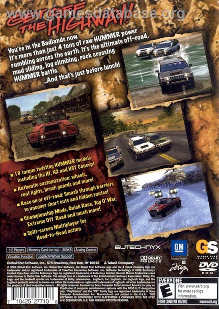 Hummer Badlands - Sony Playstation 2 - Artwork - Box Back