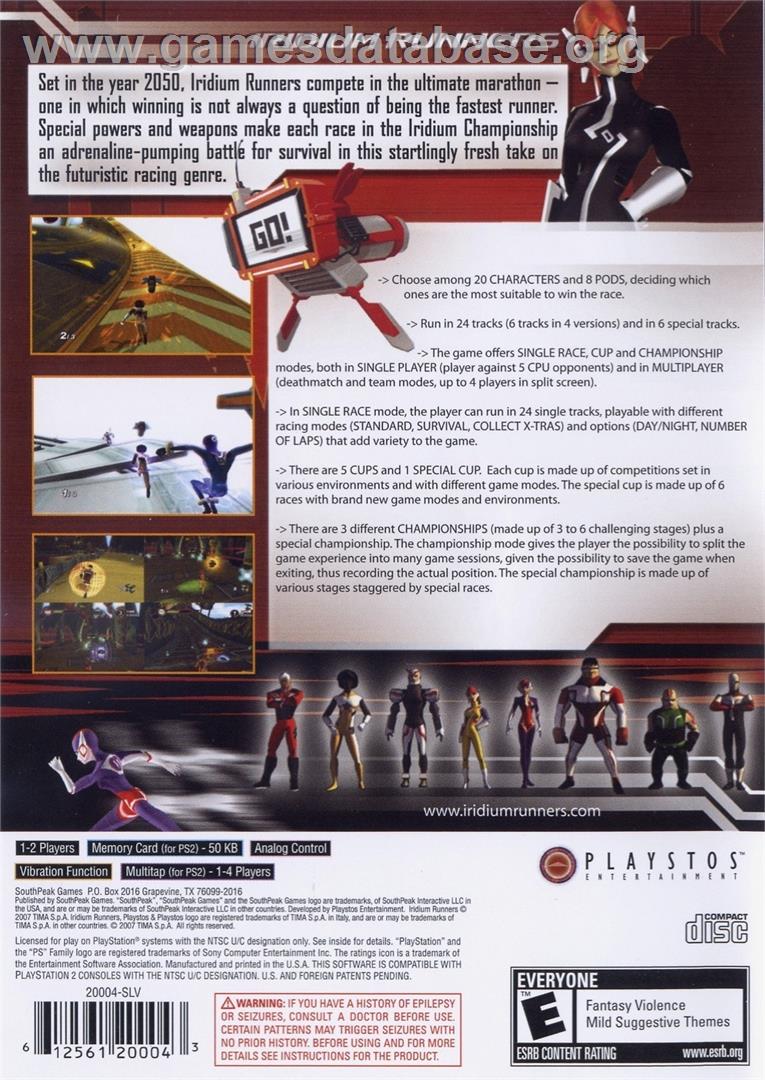 Iridium Runners - Sony Playstation 2 - Artwork - Box Back
