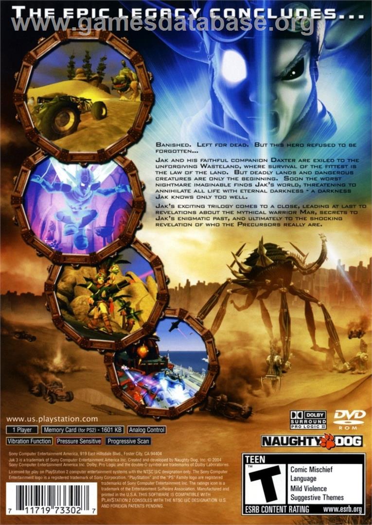 Jak 3 - Sony Playstation 2 - Artwork - Box Back