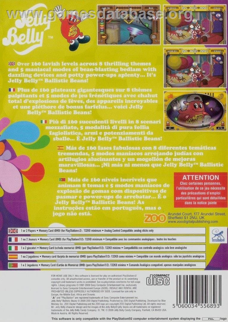 Jelly Belly - Ballistic Beans - Sony Playstation 2 - Artwork - Box Back