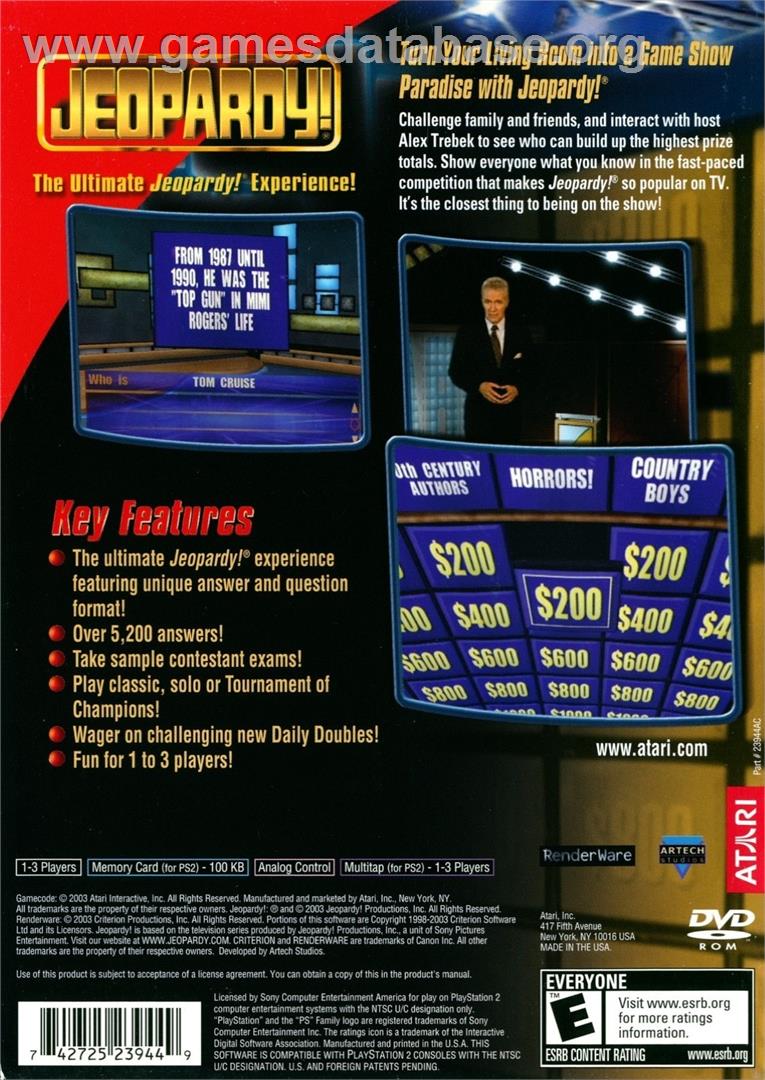 Jeopardy! - Sony Playstation 2 - Artwork - Box Back