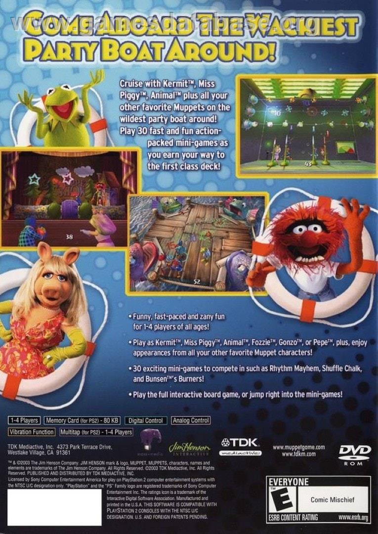 Jim Henson's Muppets Party Cruise - Sony Playstation 2 - Artwork - Box Back