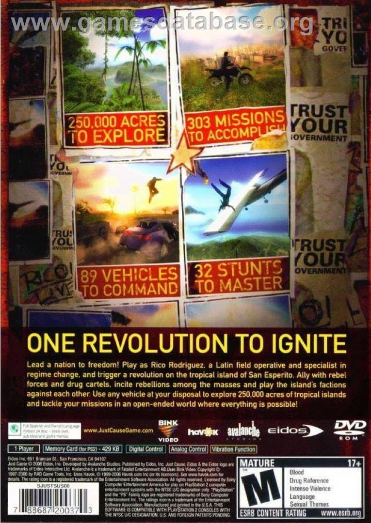 Just Cause - Sony Playstation 2 - Artwork - Box Back