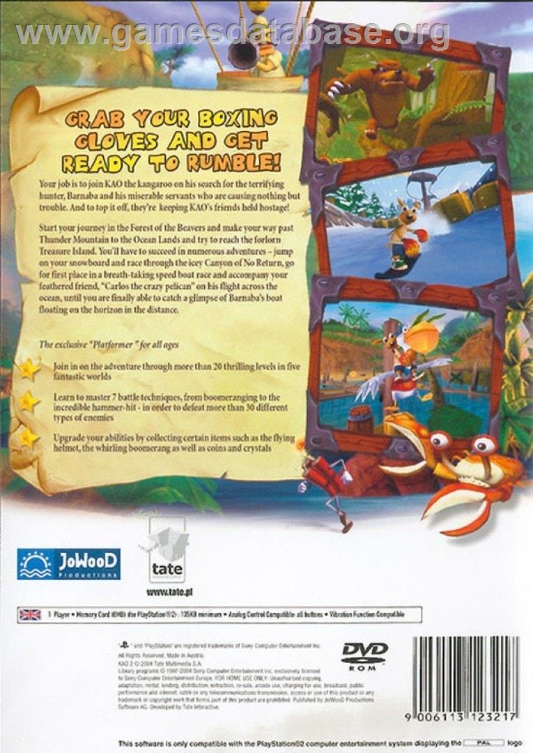 Kao The Kangaroo - Round 2 - Sony Playstation 2 - Artwork - Box Back