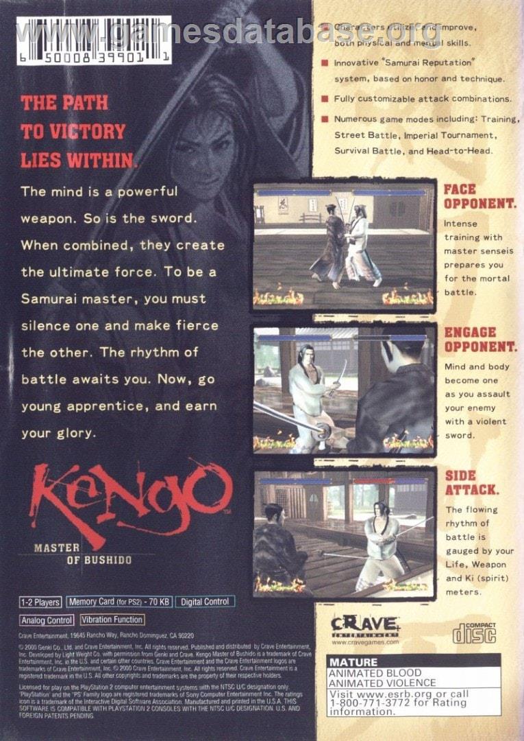 Kengo - Master Of Bushido - Sony Playstation 2 - Artwork - Box Back