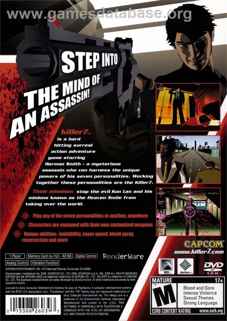 Killer 7 - Sony Playstation 2 - Artwork - Box Back