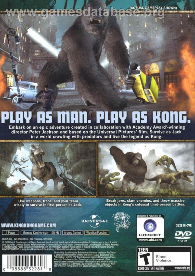 King Kong - Sony Playstation 2 - Artwork - Box Back