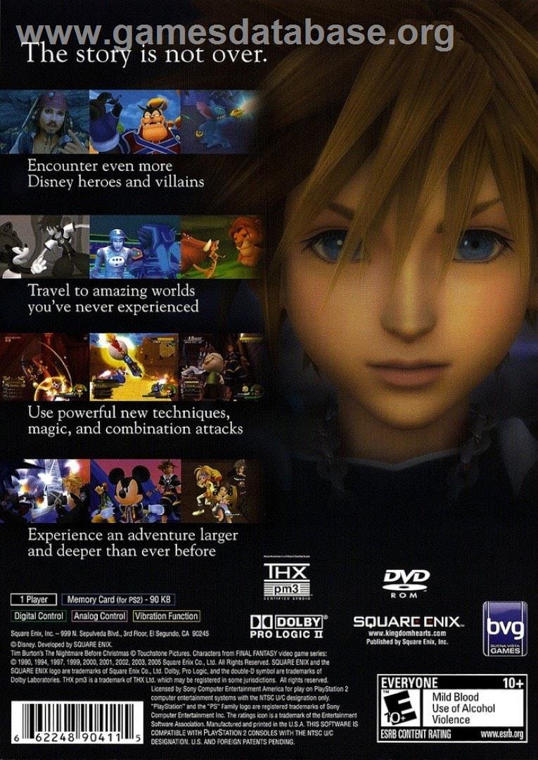 Kingdom Hearts 2 - Sony Playstation 2 - Artwork - Box Back