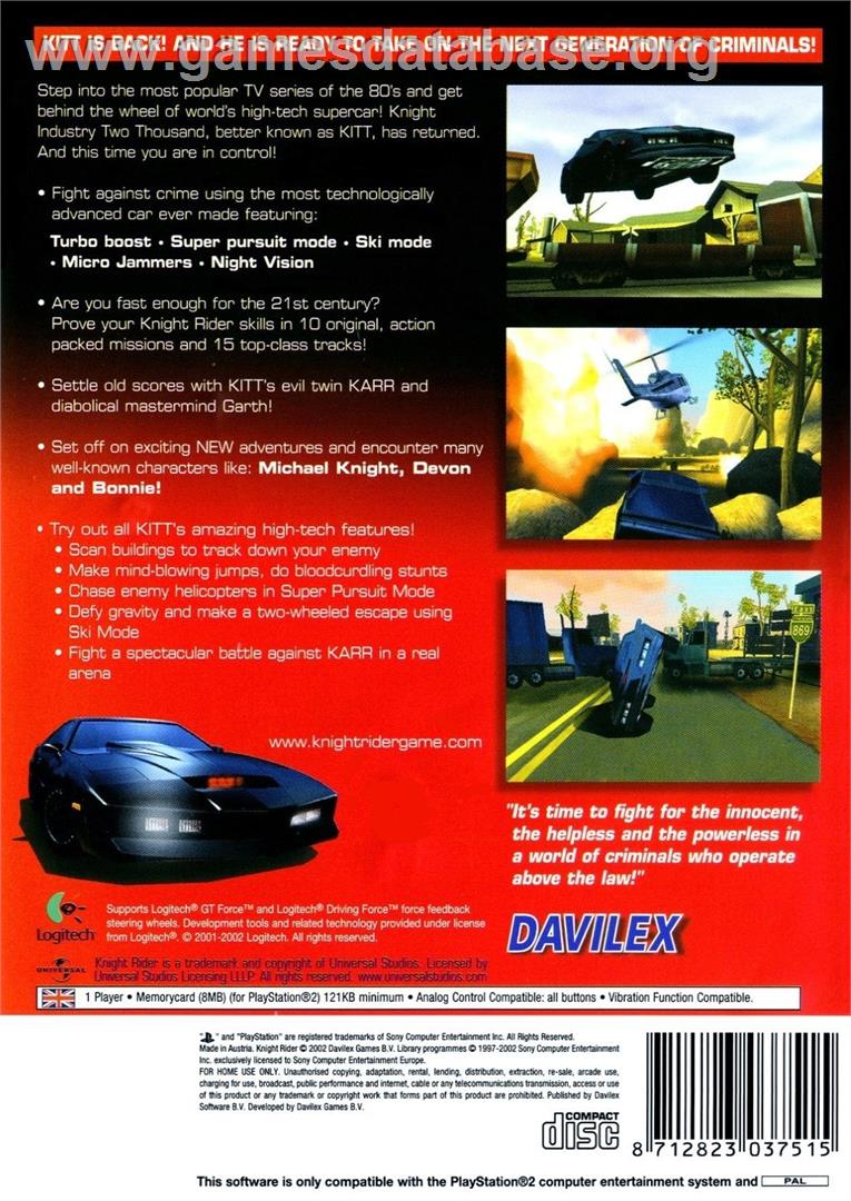 Knight Rider - The Game - Sony Playstation 2 - Artwork - Box Back