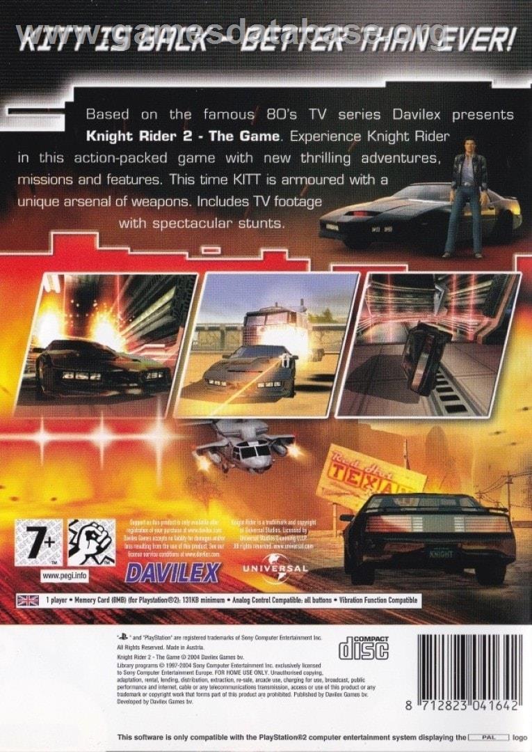 Knight Rider 2 - The Game - Sony Playstation 2 - Artwork - Box Back