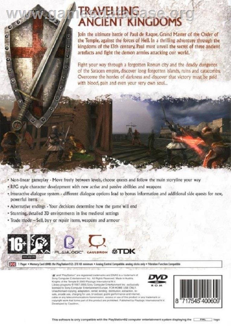 Knights Of The Temple 2 - Sony Playstation 2 - Artwork - Box Back