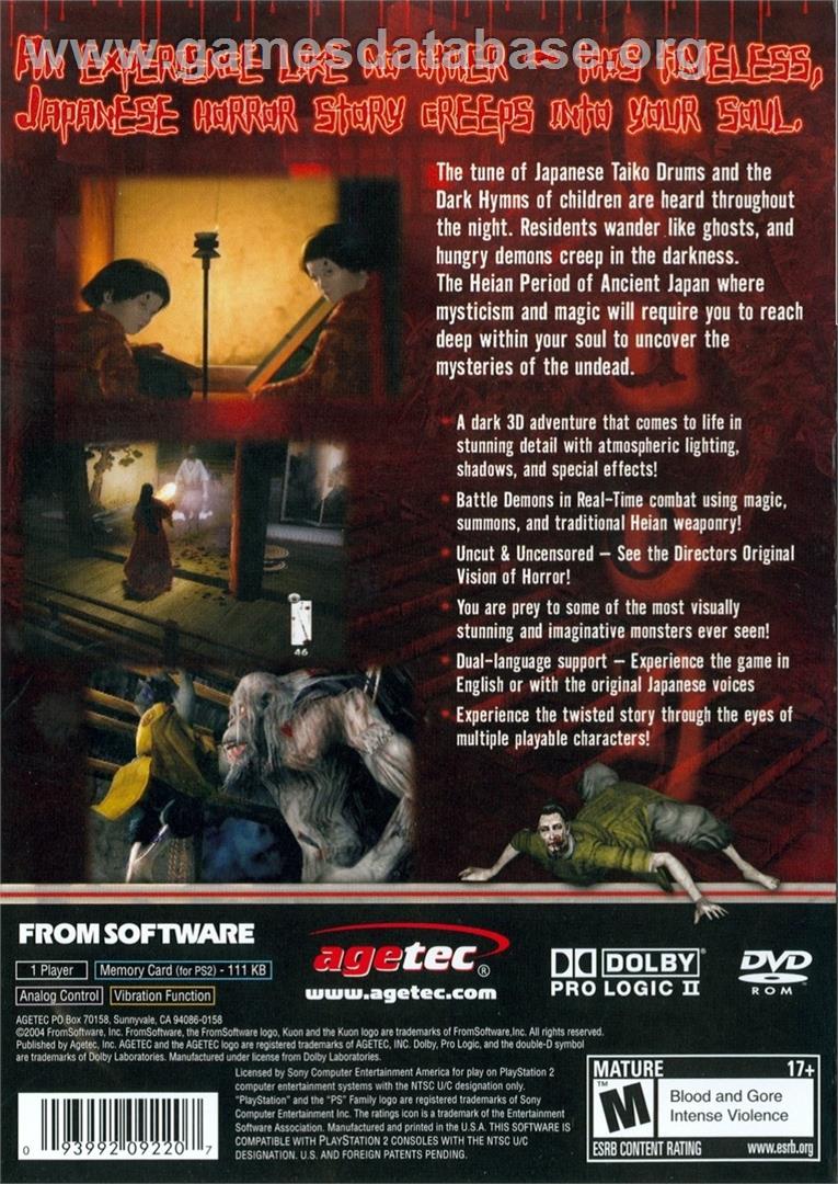 Kuon - Sony Playstation 2 - Artwork - Box Back