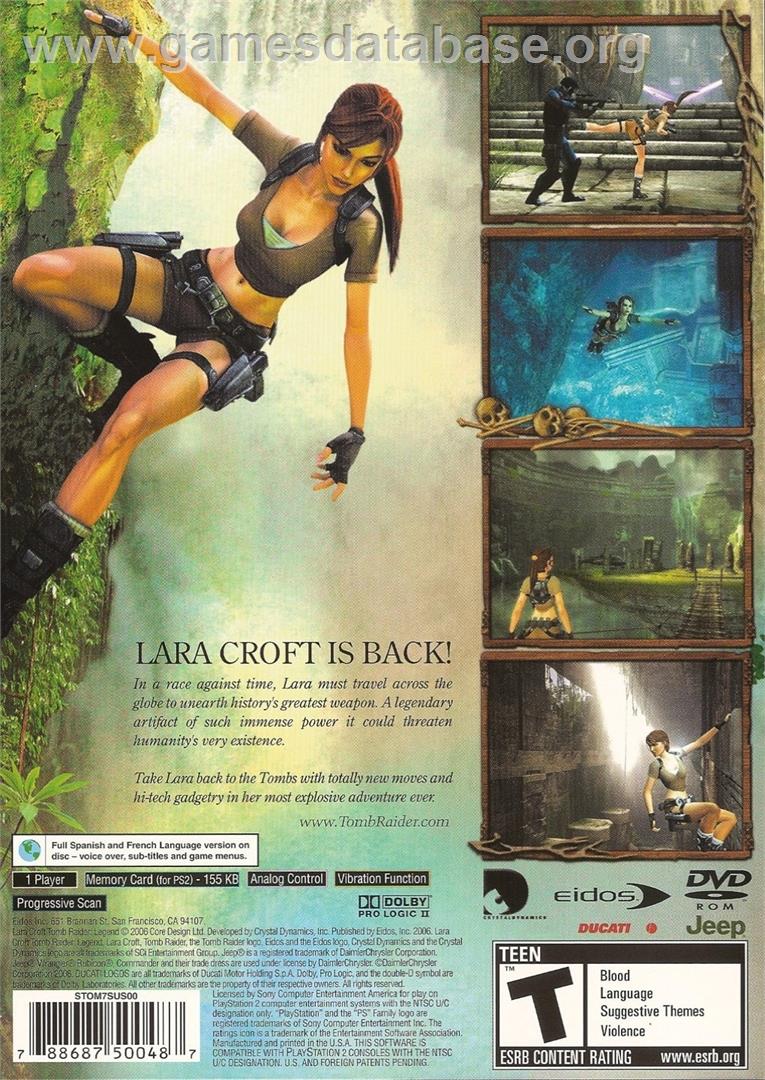 Lara Croft Tomb Raider - Legend - Sony Playstation 2 - Artwork - Box Back
