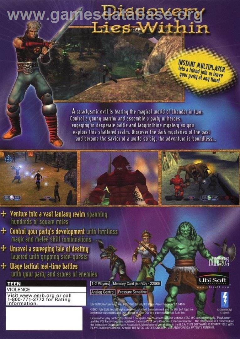 Legend Of Alon D'ar - Sony Playstation 2 - Artwork - Box Back