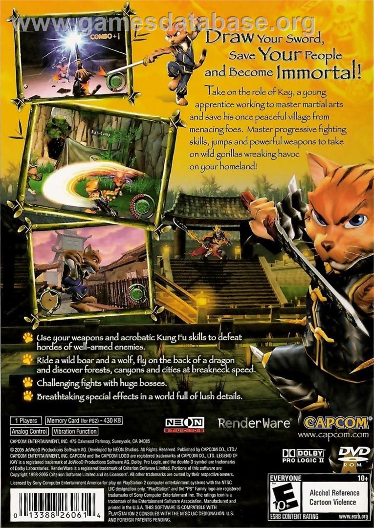 Legend Of Kay - Sony Playstation 2 - Artwork - Box Back