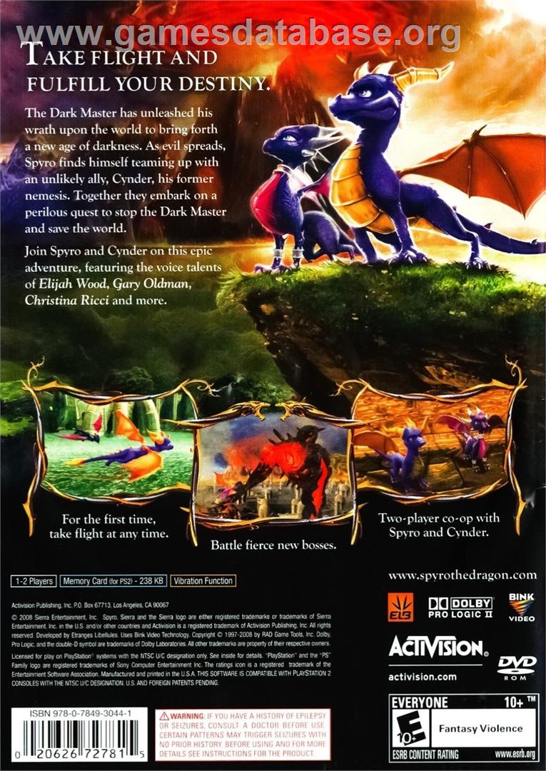Legend of Spyro - Dawn of the Dragon ,The - Sony Playstation 2 - Artwork - Box Back