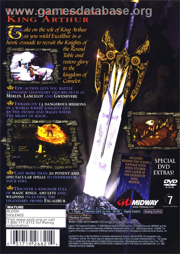 Legion - The Legend Of Excalibur - Sony Playstation 2 - Artwork - Box Back