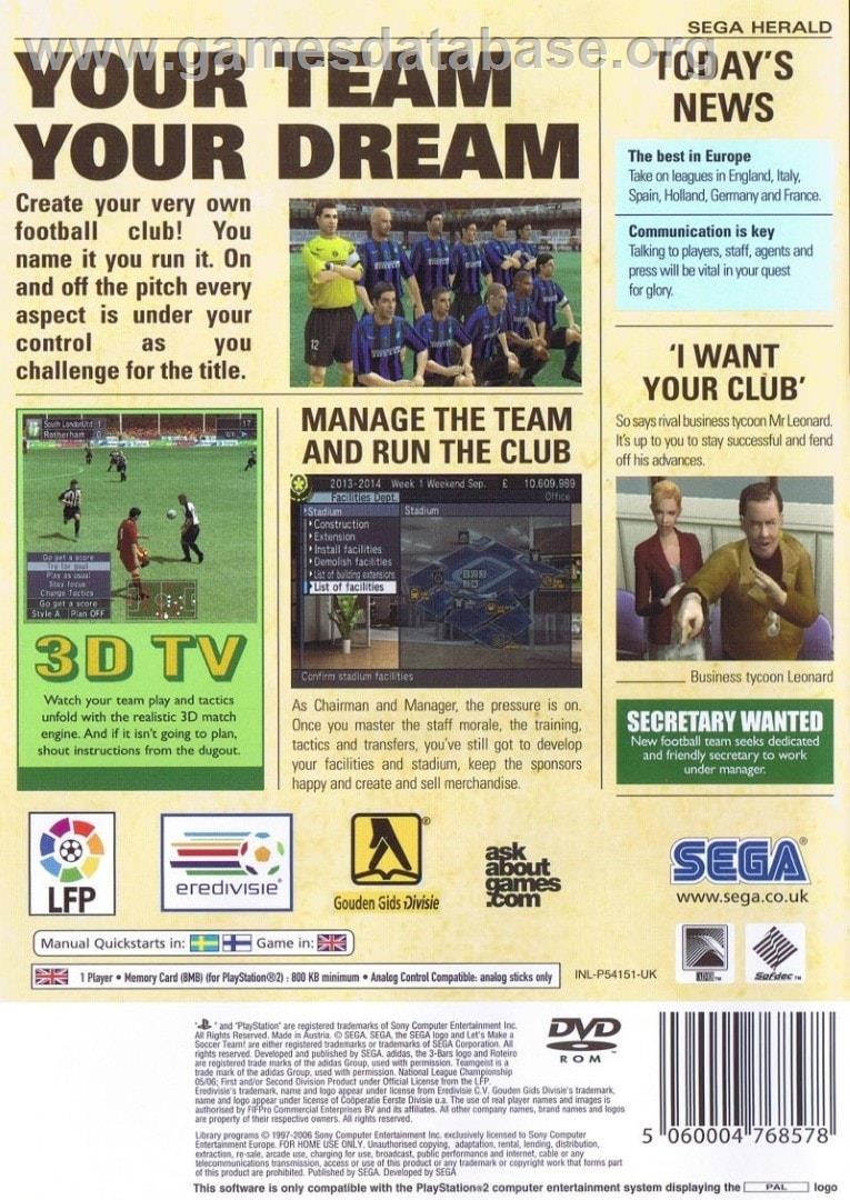 Let's Make A Soccer Team ! - Sony Playstation 2 - Artwork - Box Back