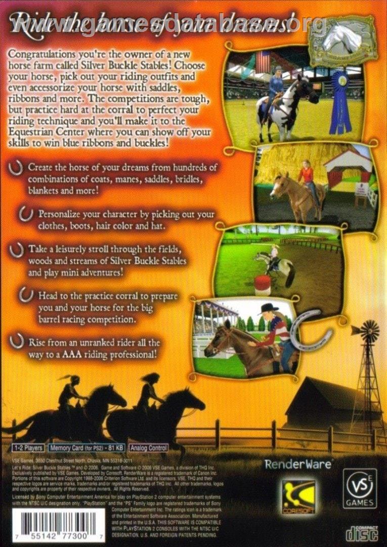Let's Ride! Silver Buckle Stables - Sony Playstation 2 - Artwork - Box Back