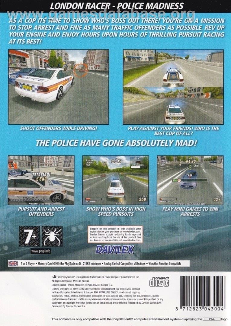 London Racer - Police Madness - Sony Playstation 2 - Artwork - Box Back